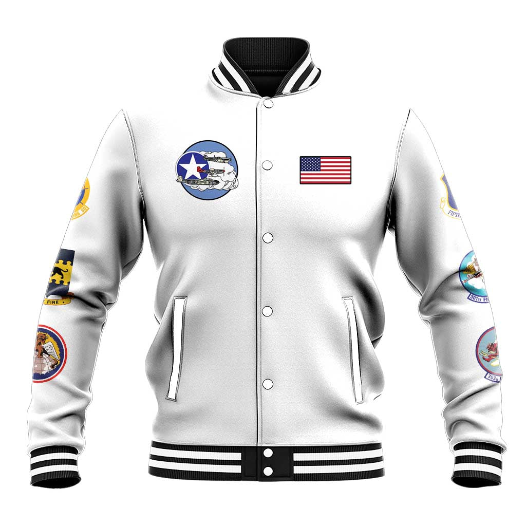 African American Aviators WWII Baseball Jacket Tuskegee Red Tails Airmen White - African Pride