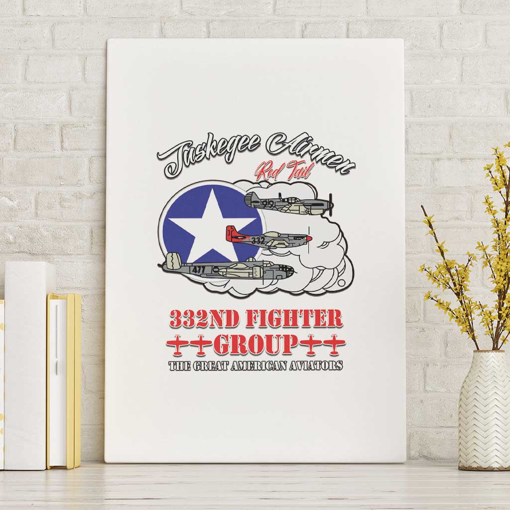 African American Aviators WWII Canvas Wall Art Tuskegee Red Tails Airmen White - African Pride