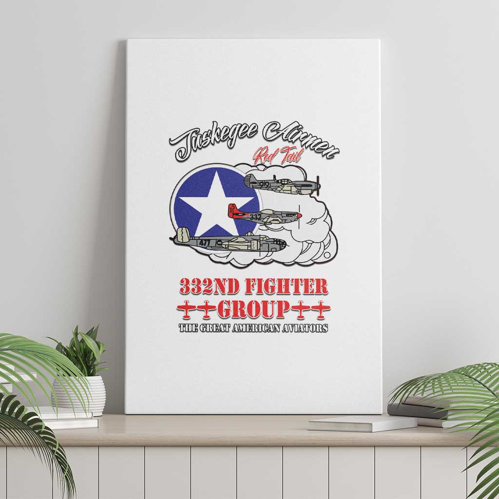 African American Aviators WWII Canvas Wall Art Tuskegee Red Tails Airmen White - African Pride