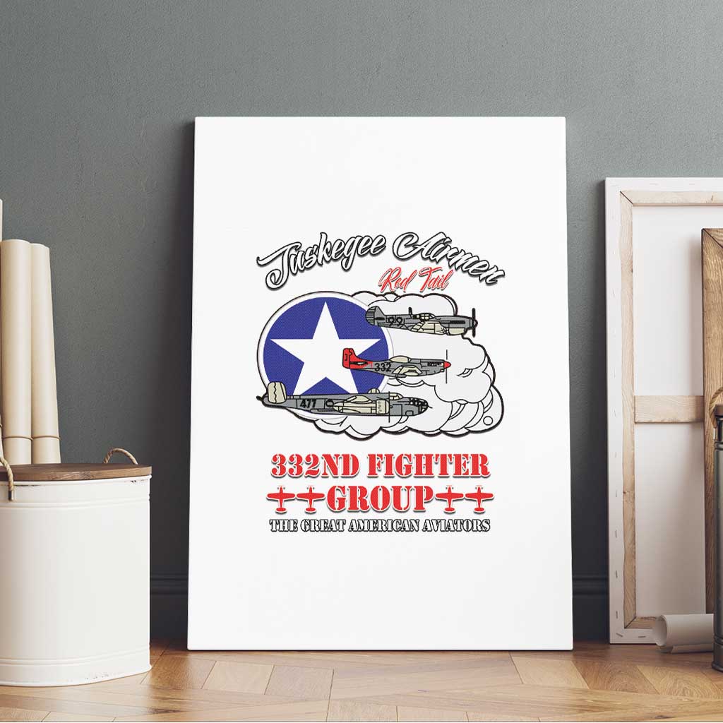 African American Aviators WWII Canvas Wall Art Tuskegee Red Tails Airmen White - African Pride