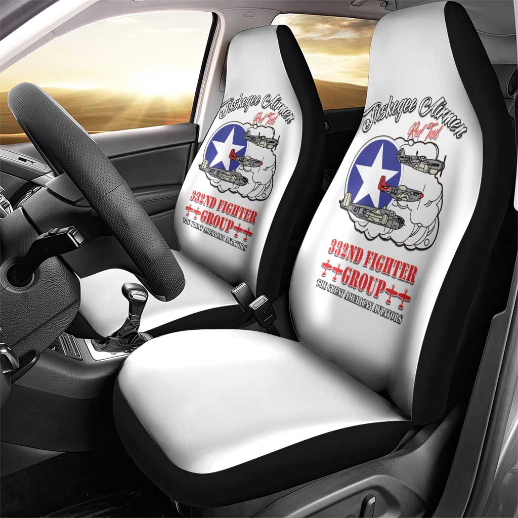 African American Aviators WWII Car Seat Cover Tuskegee Red Tails Airmen White - African Pride