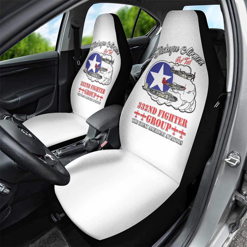African American Aviators WWII Car Seat Cover Tuskegee Red Tails Airmen White - African Pride