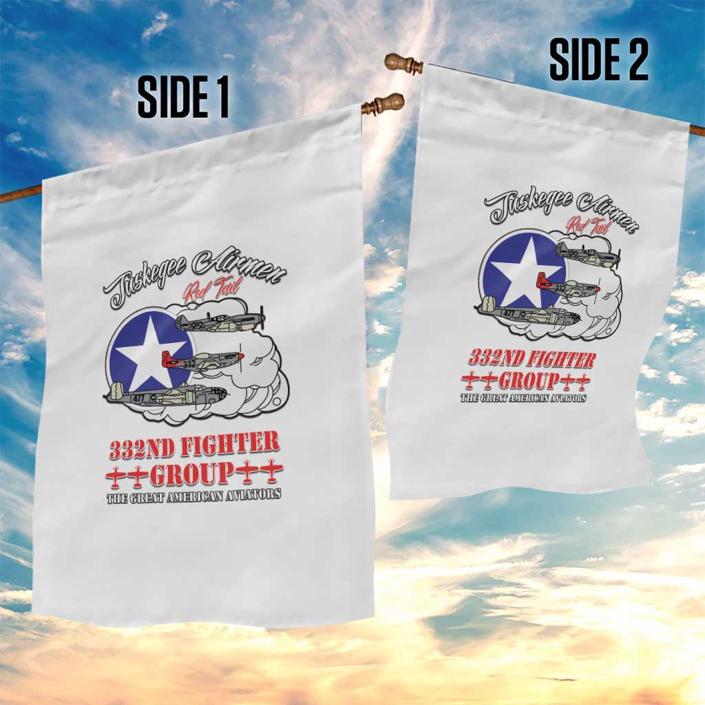 African American Aviators WWII Garden Flag Tuskegee Red Tails Airmen White - African Pride