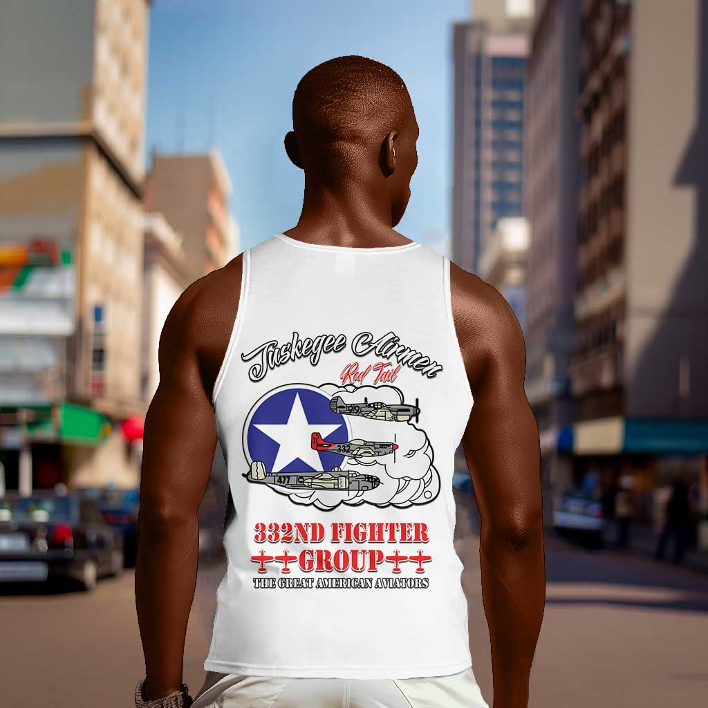 African American Aviators WWII Men Tank Top Tuskegee Red Tails Airmen White - African Pride