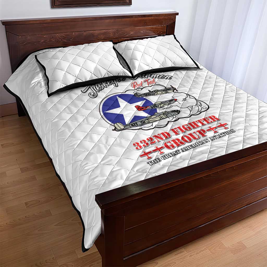 African American Aviators WWII Quilt Bed Set Tuskegee Red Tails Airmen White - African Pride