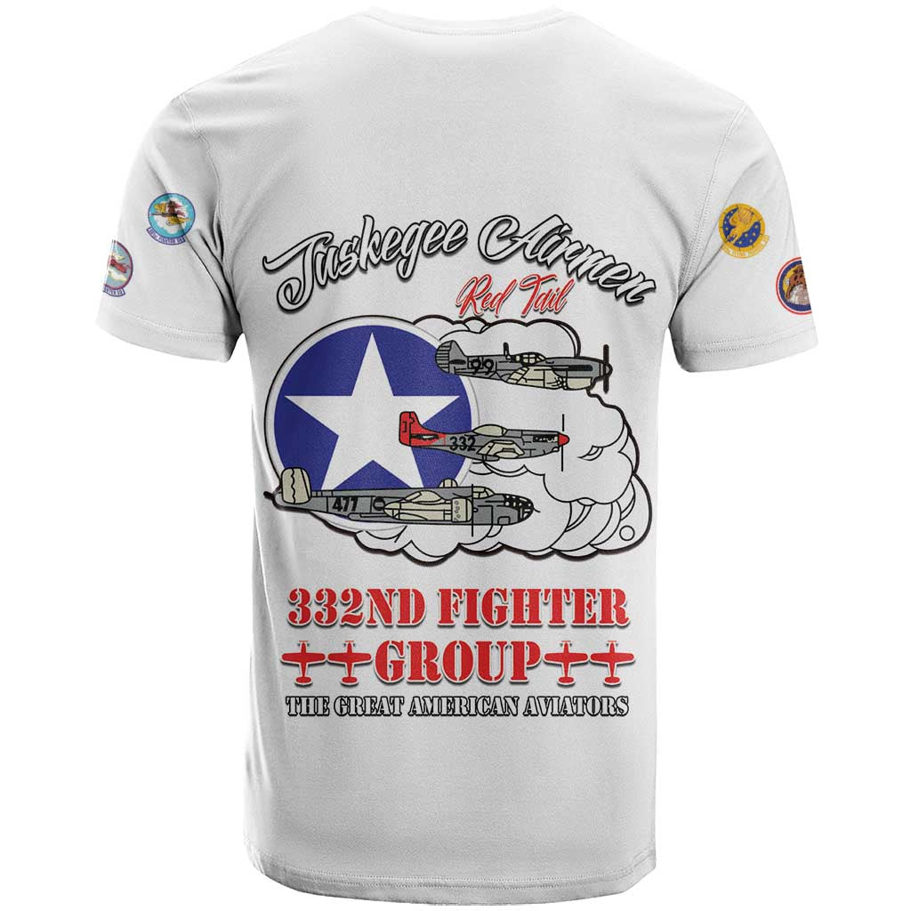 African American Aviators WWII T shirt Tuskegee Red Tails Airmen White - African Pride