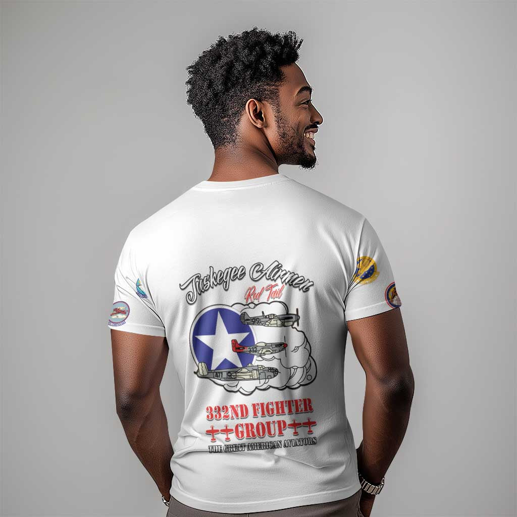 African American Aviators WWII T shirt Tuskegee Red Tails Airmen White - African Pride