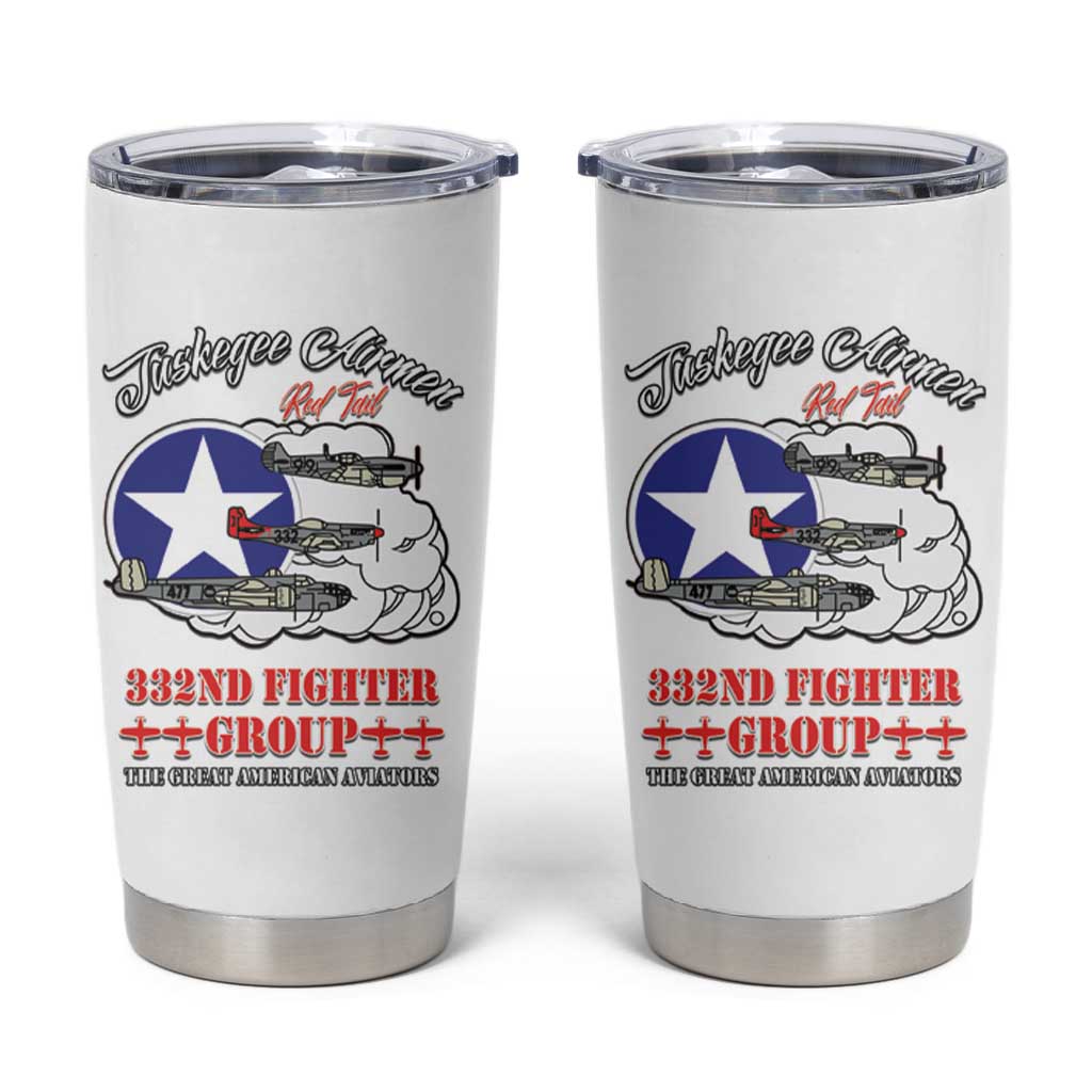 African American Aviators WWII Tumbler Cup Tuskegee Red Tails Airmen White - African Pride