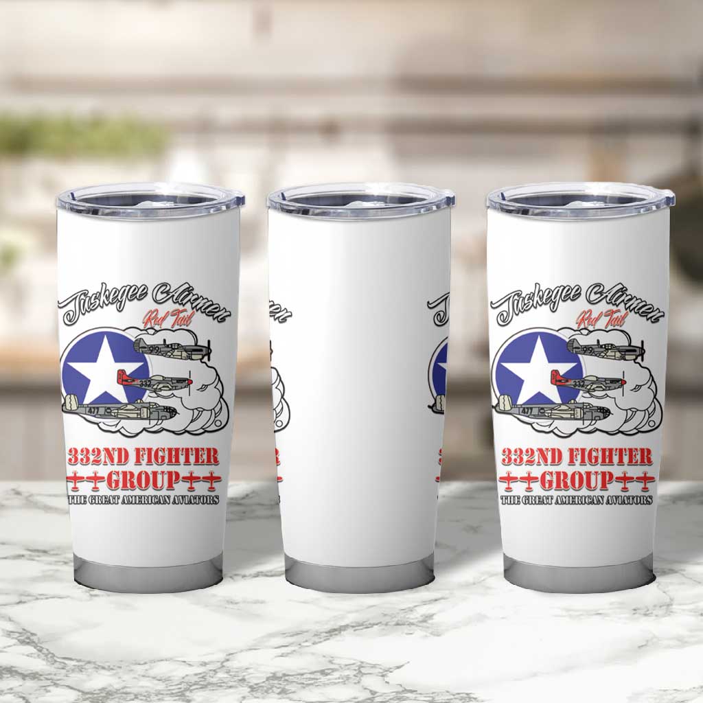 African American Aviators WWII Tumbler Cup Tuskegee Red Tails Airmen White - African Pride