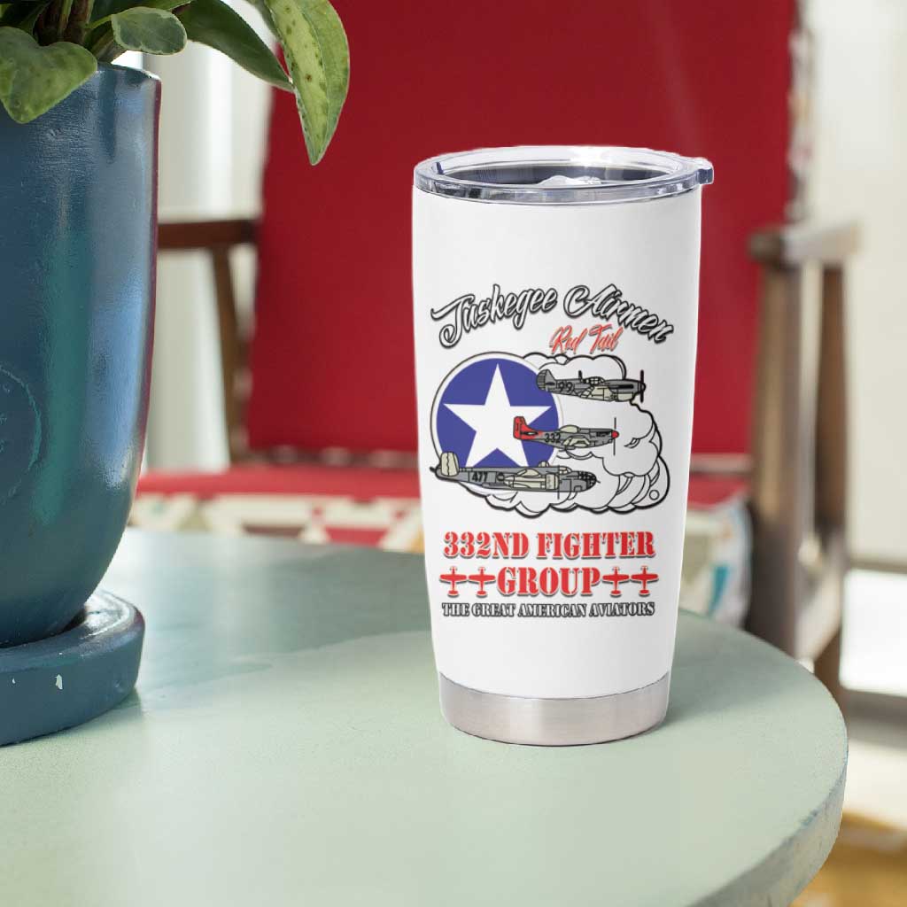 African American Aviators WWII Tumbler Cup Tuskegee Red Tails Airmen White - African Pride
