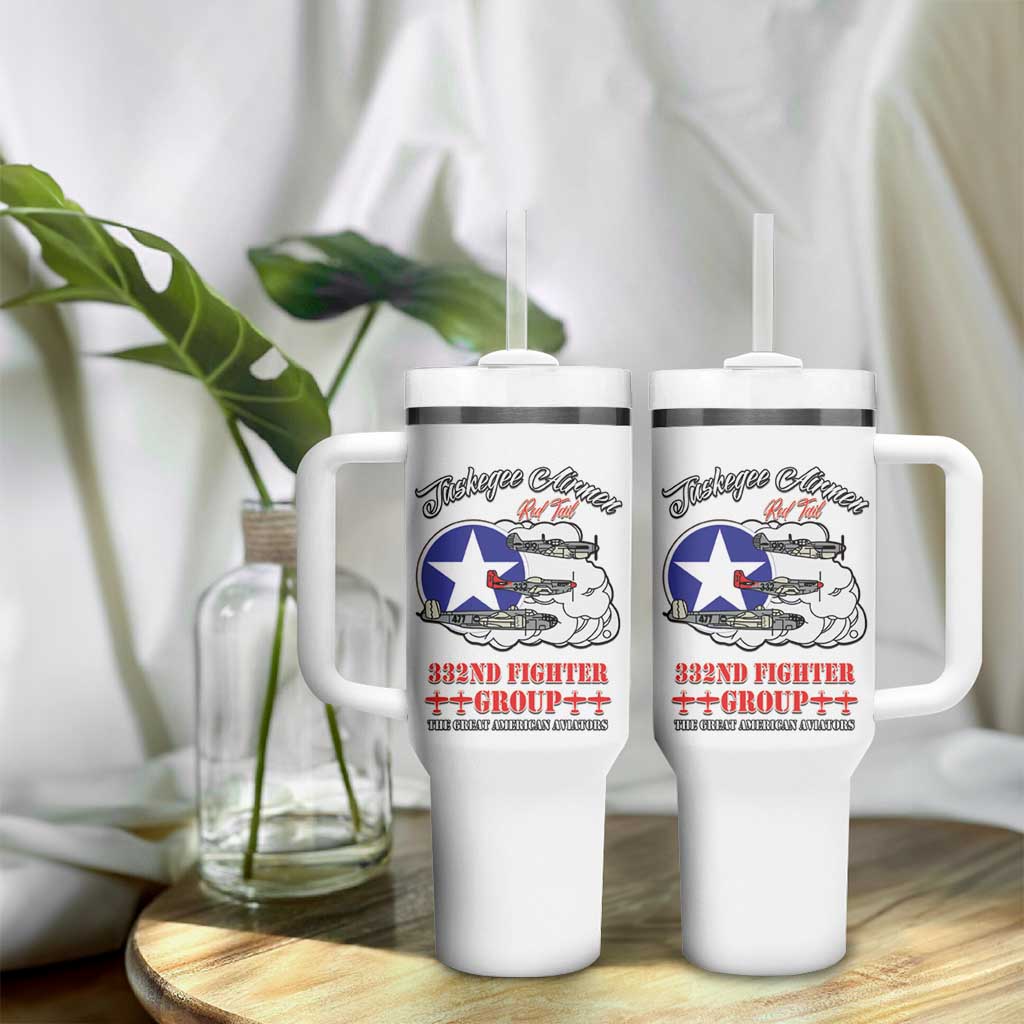 African American Aviators WWII Tumbler With Handle Tuskegee Red Tails Airmen White - African Pride