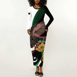 Afro Libya Long Sleeve Bodycon Dress Arabian Eagle - Independence Day LT15