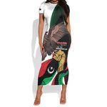 Afro Libya Short Sleeve Bodycon Dress Arabian Eagle - Independence Day LT15