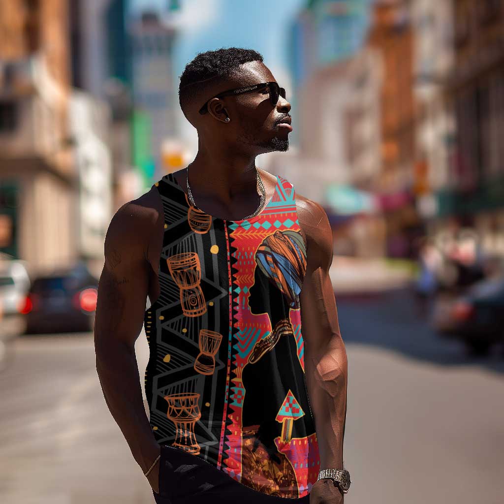 African Women Men Tank Top Ethnic Pattern
