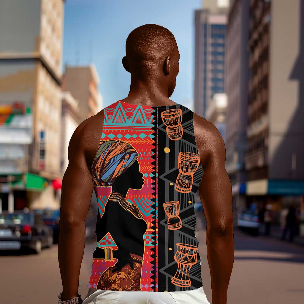 African Women Men Tank Top Ethnic Pattern