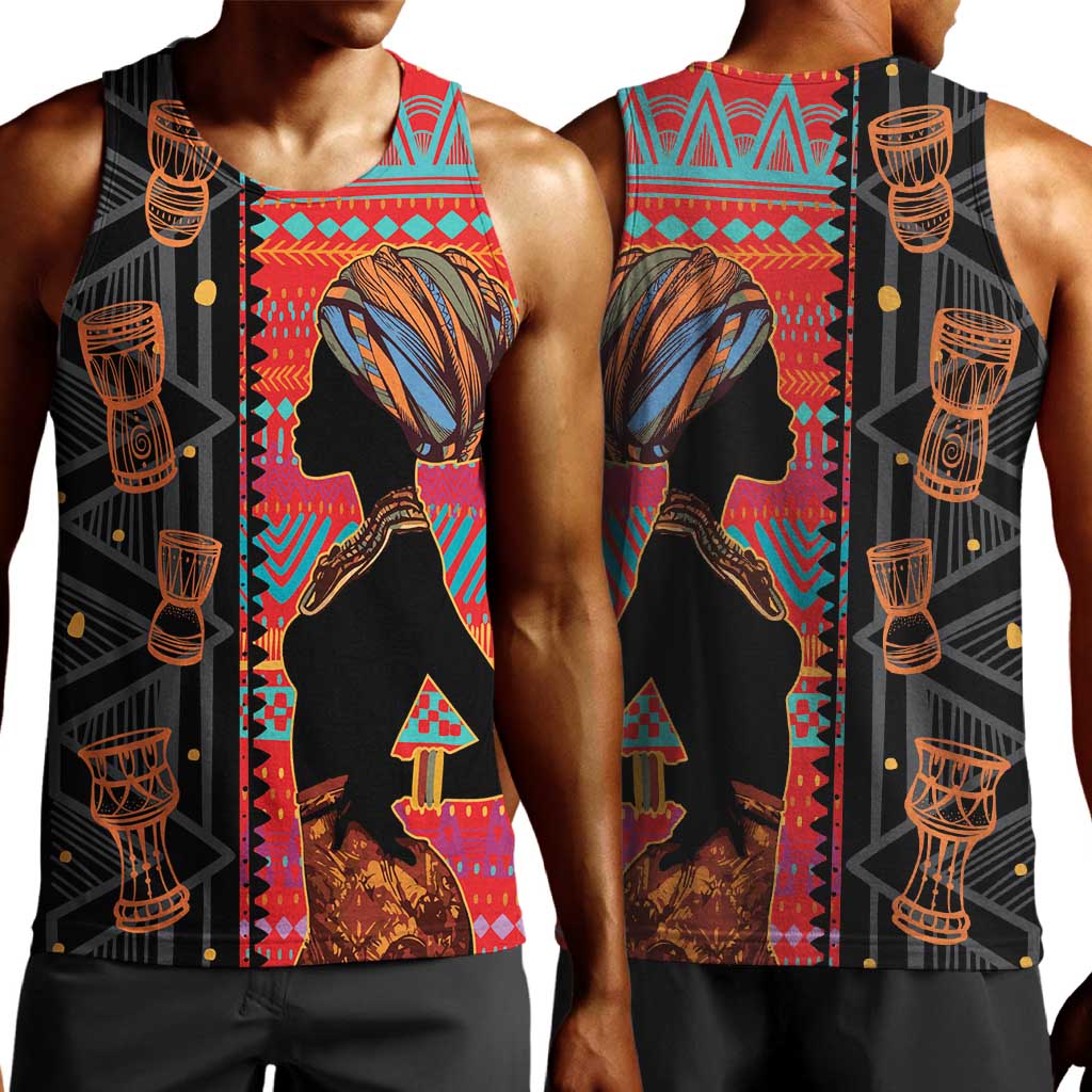 African Women Men Tank Top Ethnic Pattern