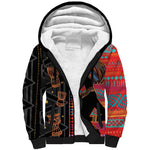 African Women Sherpa Hoodie Ethnic Pattern