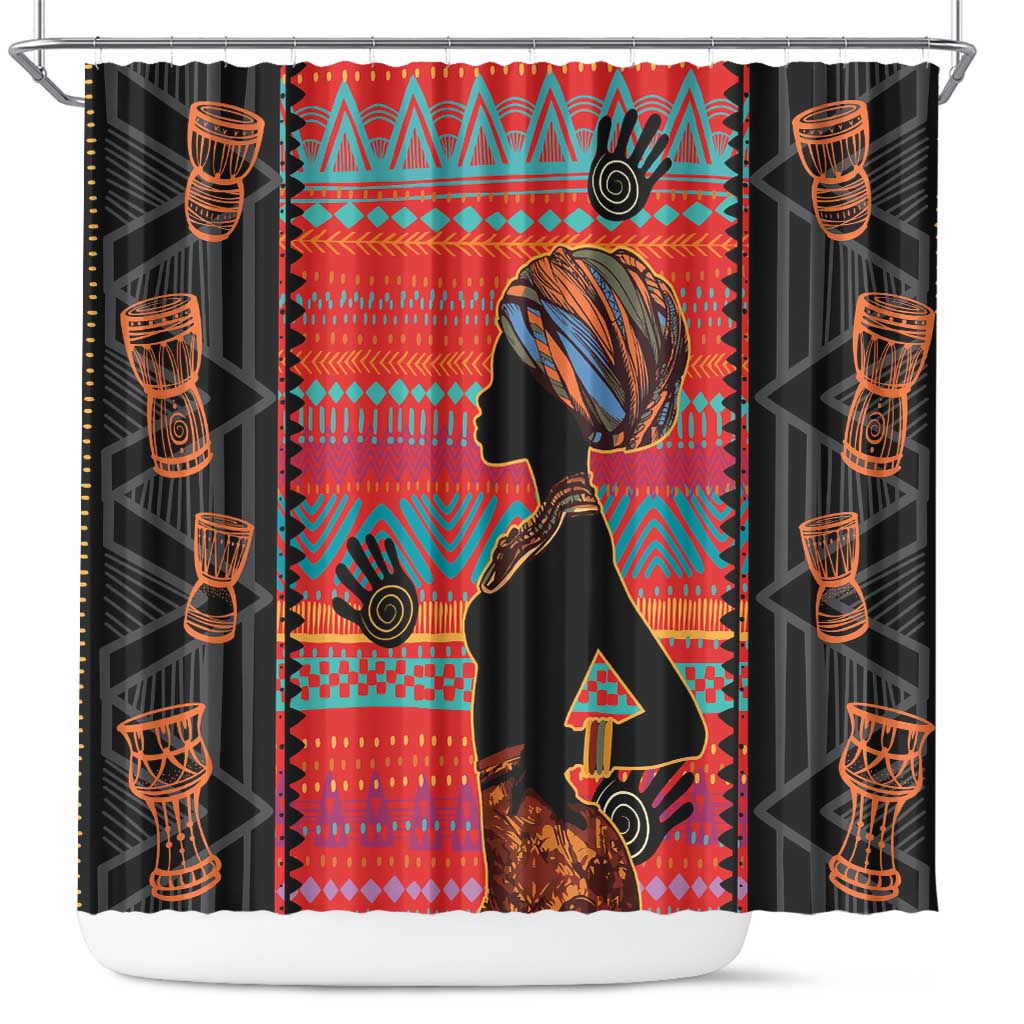 African Women Shower Curtain Ethnic Pattern