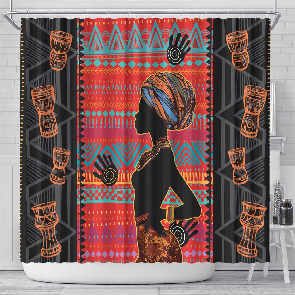 African Women Shower Curtain Ethnic Pattern