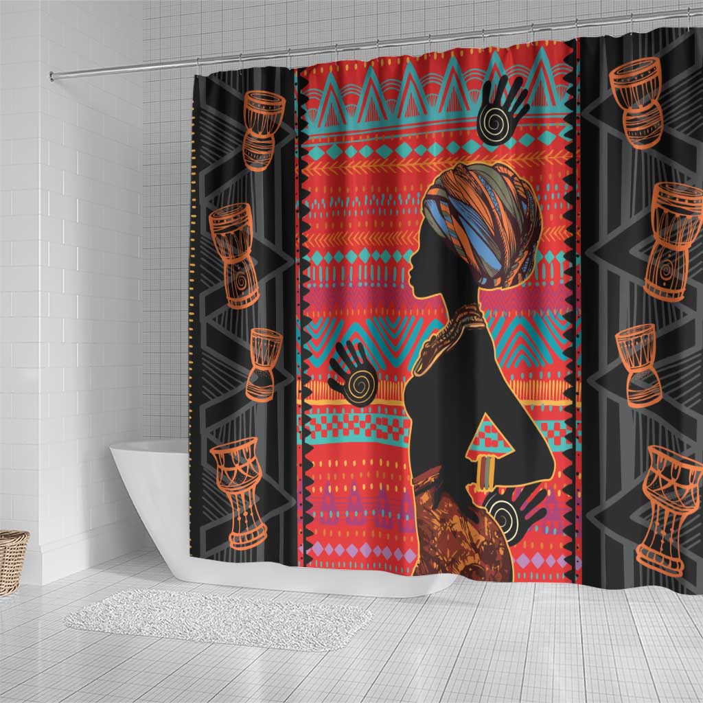 African Women Shower Curtain Ethnic Pattern