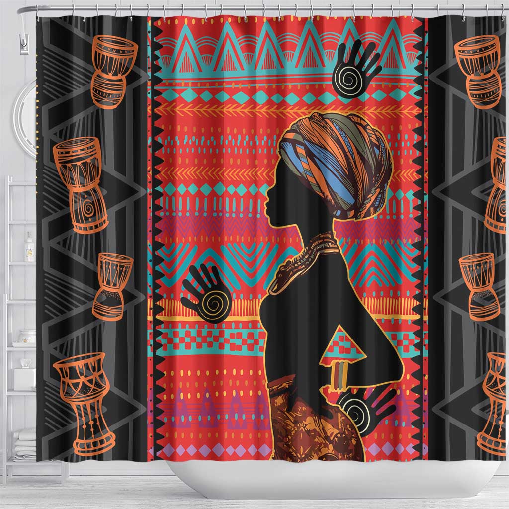 African Women Shower Curtain Ethnic Pattern
