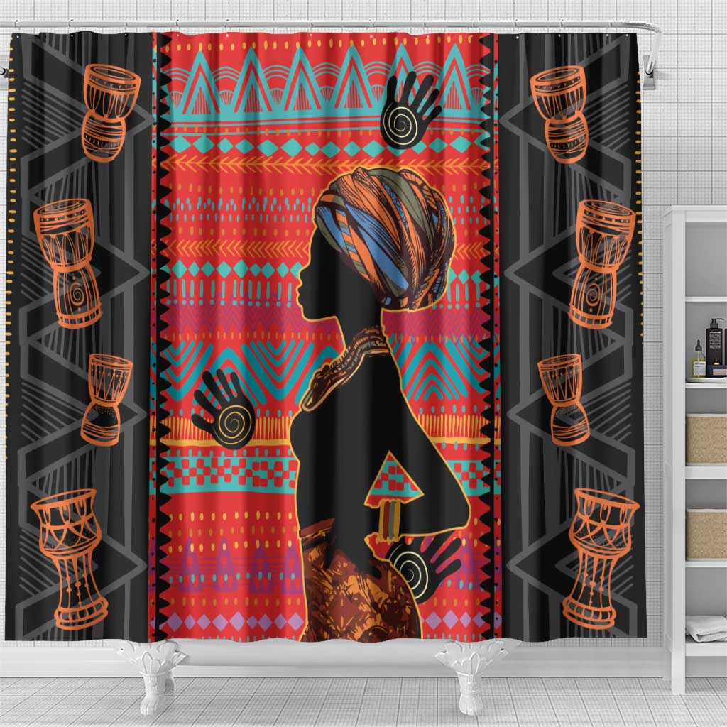 African Women Shower Curtain Ethnic Pattern