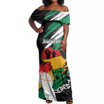 Personalised Afro Nigeria Juneteenth Off Shoulder Maxi Dress Freedom Day