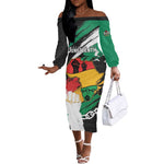 Personalised Afro Nigeria Juneteenth Off The Shoulder Long Sleeve Dress Freedom Day
