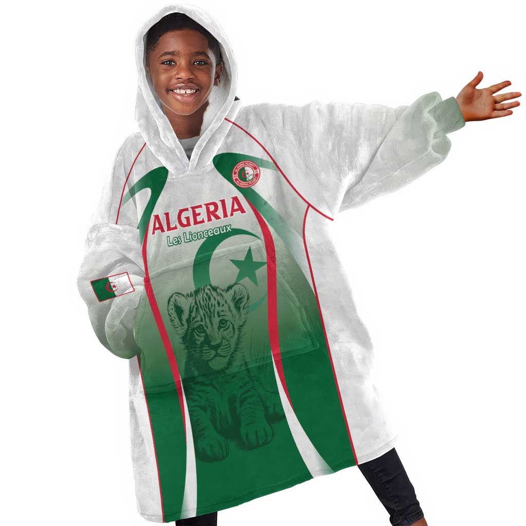 Algeria Rugby Custom Kid Wearable Blanket Hoodie Go Les Lionceaux