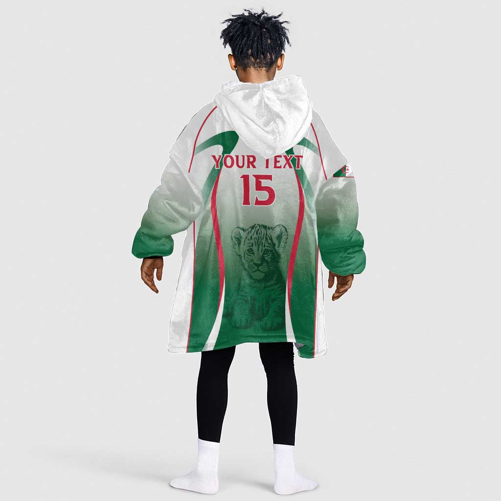 Algeria Rugby Custom Kid Wearable Blanket Hoodie Go Les Lionceaux