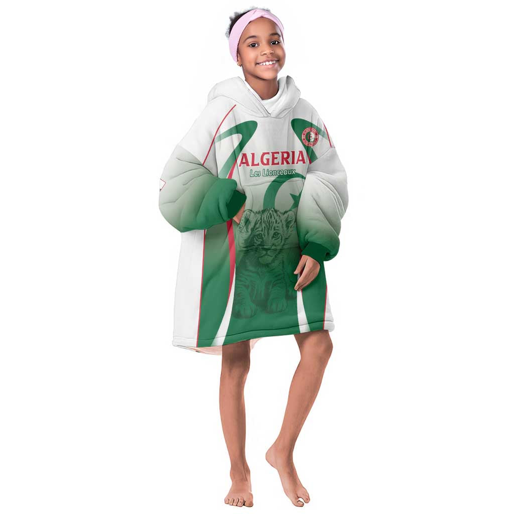 Algeria Rugby Custom Kid Wearable Blanket Hoodie Go Les Lionceaux