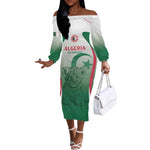 Algeria Rugby Custom Off The Shoulder Long Sleeve Dress Go Les Lionceaux