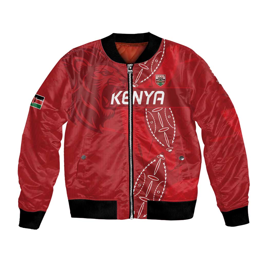 Jamhuri ya Kenya Rugby Custom Bomber Jacket Kenyan Shield Style - Red Color
