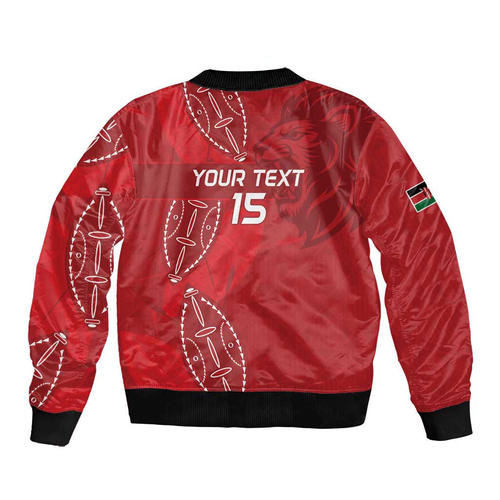 Jamhuri ya Kenya Rugby Custom Bomber Jacket Kenyan Shield Style - Red Color