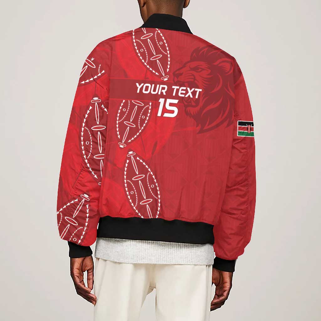 Jamhuri ya Kenya Rugby Custom Bomber Jacket Kenyan Shield Style - Red Color