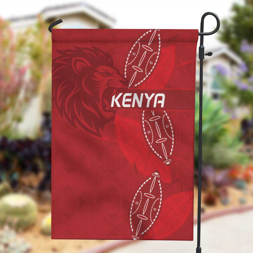Jamhuri ya Kenya Rugby Garden Flag Kenyan Shield Style - Red Color