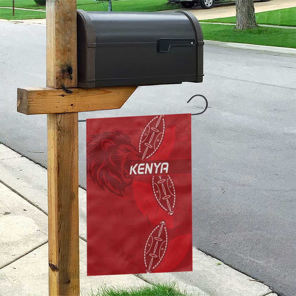 Jamhuri ya Kenya Rugby Garden Flag Kenyan Shield Style - Red Color