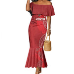 Jamhuri ya Kenya Rugby Custom Mermaid Dress Kenyan Shield Style - Red Color