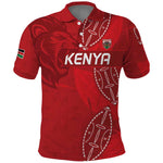Jamhuri ya Kenya Rugby Custom Polo Shirt Kenyan Shield Style - Red Color