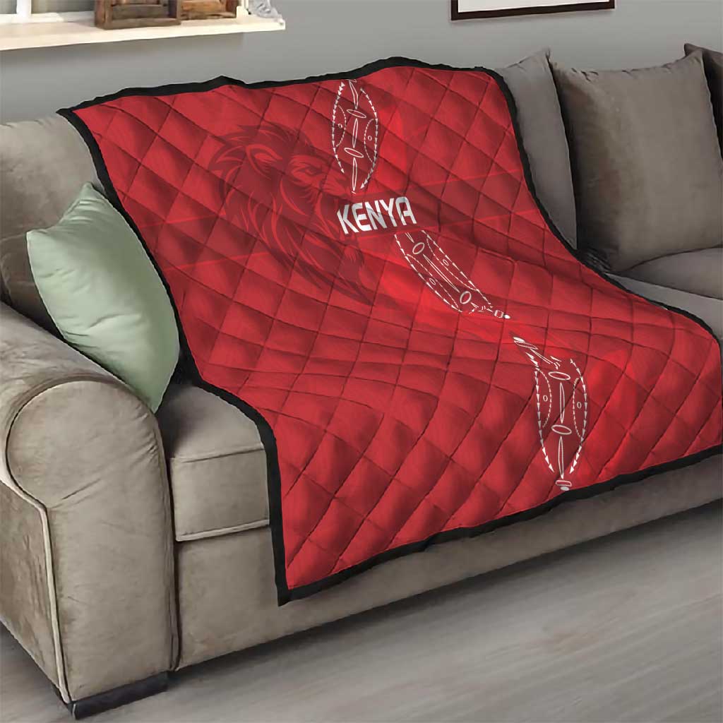 Jamhuri ya Kenya Rugby Quilt Kenyan Shield Style - Red Color