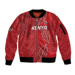 Jamhuri ya Kenya Rugby Custom Sleeve Zip Bomber Jacket Kenyan Shield Style - Red Color