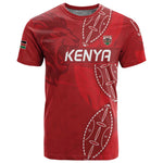 Jamhuri ya Kenya Rugby Custom T shirt Kenyan Shield Style - Red Color