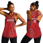 Jamhuri ya Kenya Rugby Custom Women Racerback Tank Kenyan Shield Style - Red Color