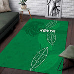 Jamhuri ya Kenya Rugby Area Rug Kenyan Shield Style - Green Color