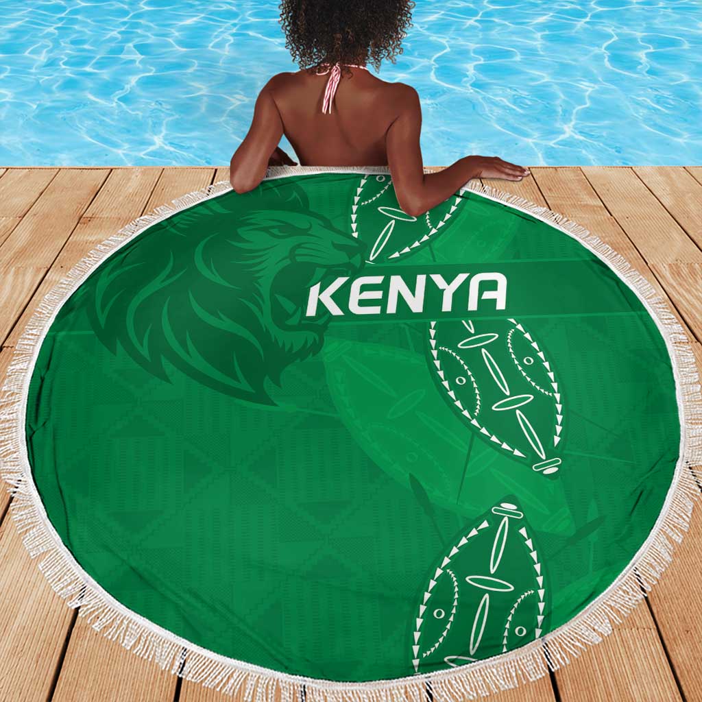 Jamhuri ya Kenya Rugby Beach Blanket Kenyan Shield Style - Green Color