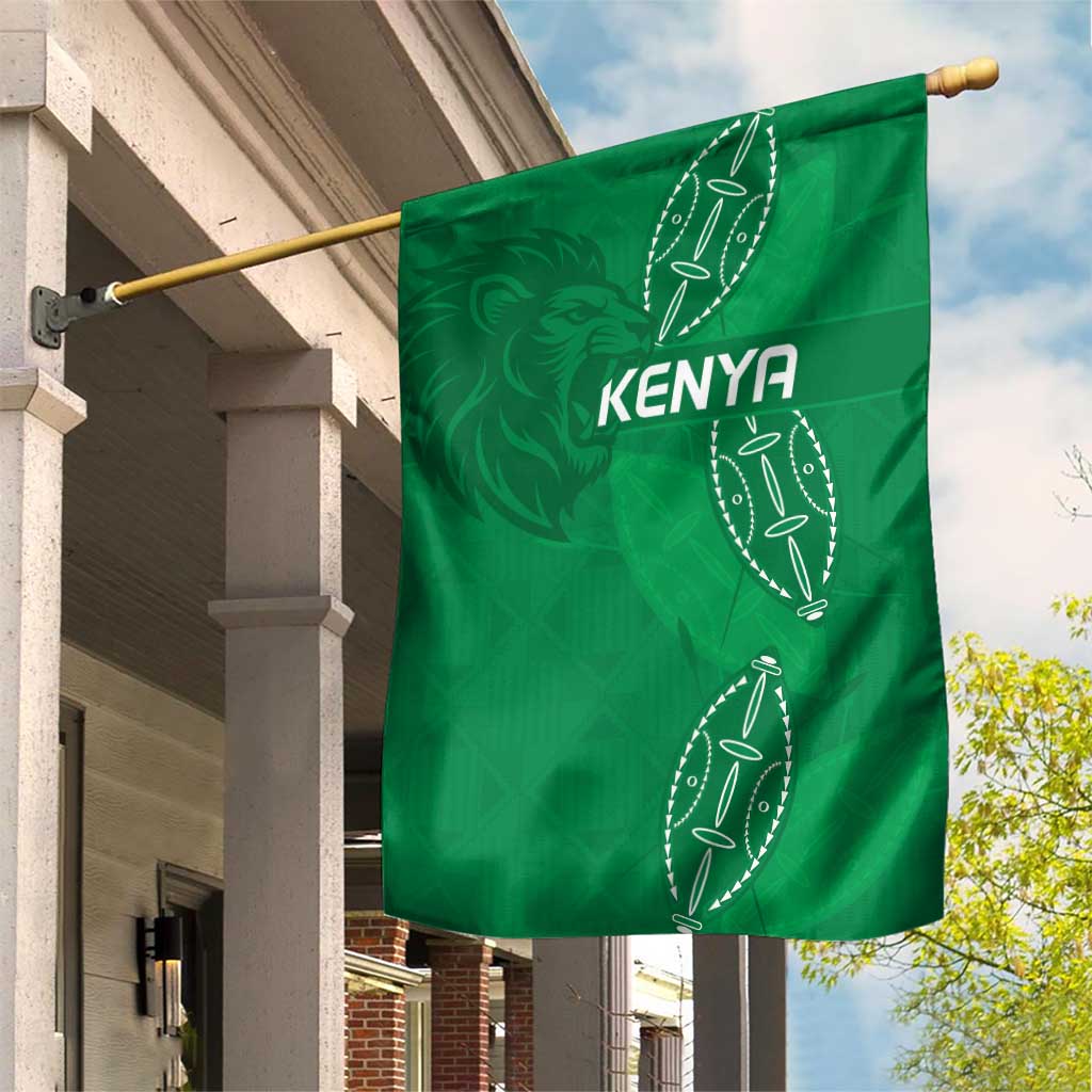 Jamhuri ya Kenya Rugby Garden Flag Kenyan Shield Style - Green Color