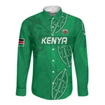 Jamhuri ya Kenya Rugby Custom Long Sleeve Button Shirt Kenyan Shield Style - Green Color