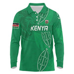Jamhuri ya Kenya Rugby Custom Long Sleeve Polo Shirt Kenyan Shield Style - Green Color