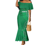 Jamhuri ya Kenya Rugby Custom Mermaid Dress Kenyan Shield Style - Green Color
