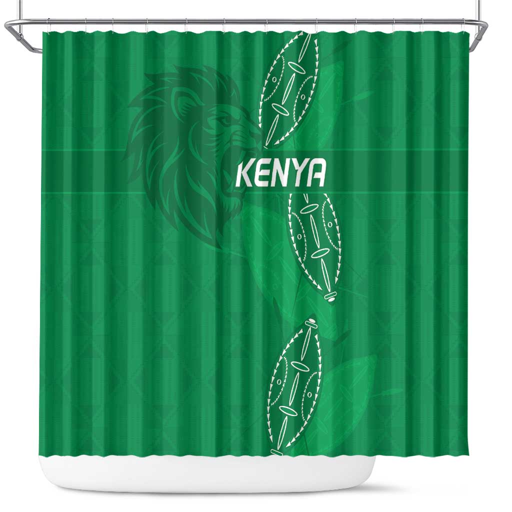 Jamhuri ya Kenya Rugby Shower Curtain Kenyan Shield Style - Green Color